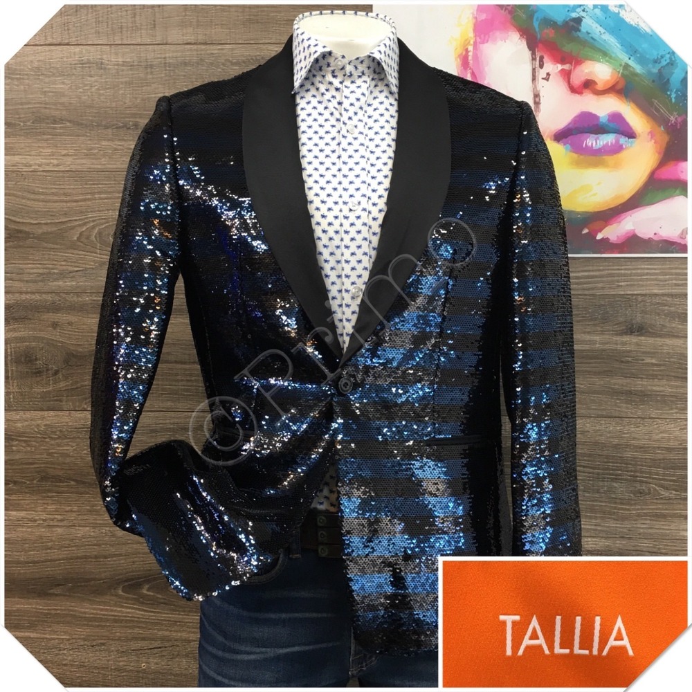 TALLIA Mens Sequence Blazer Sport Coat Casual Dinner Jacket Size 44R Party Suit